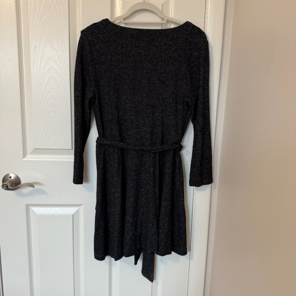Anthropologie Saturday Sunday Long-Sleeve Cloud Fleece Belted Faux Wrap Dress XS - Picture 3 of 8